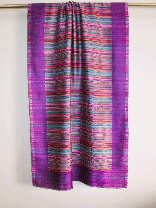 Bold Purple Striped Stole with Vibrant Color Inlay