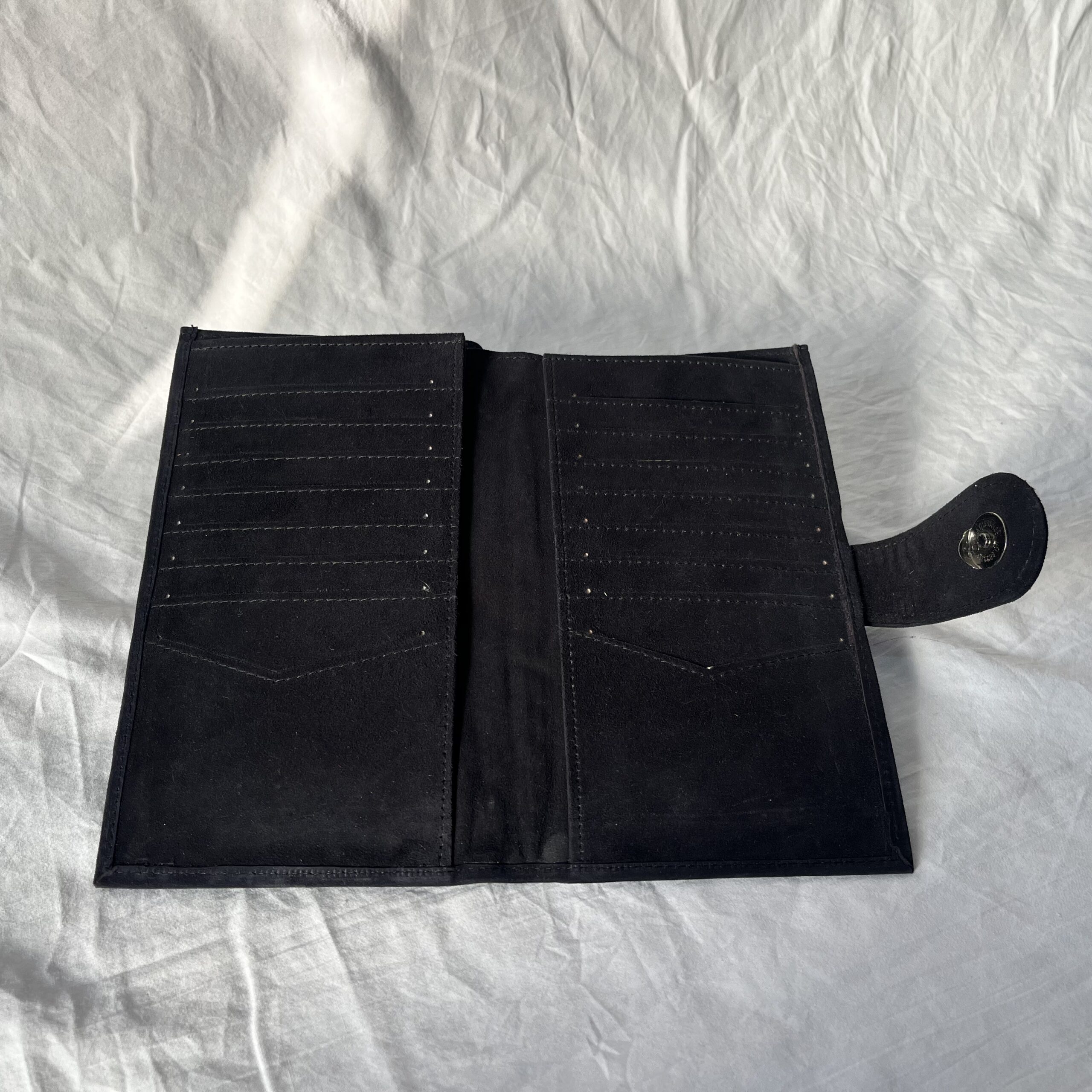Midnight Black Pouch with Royal Blue Floral Embroidery - Image 3