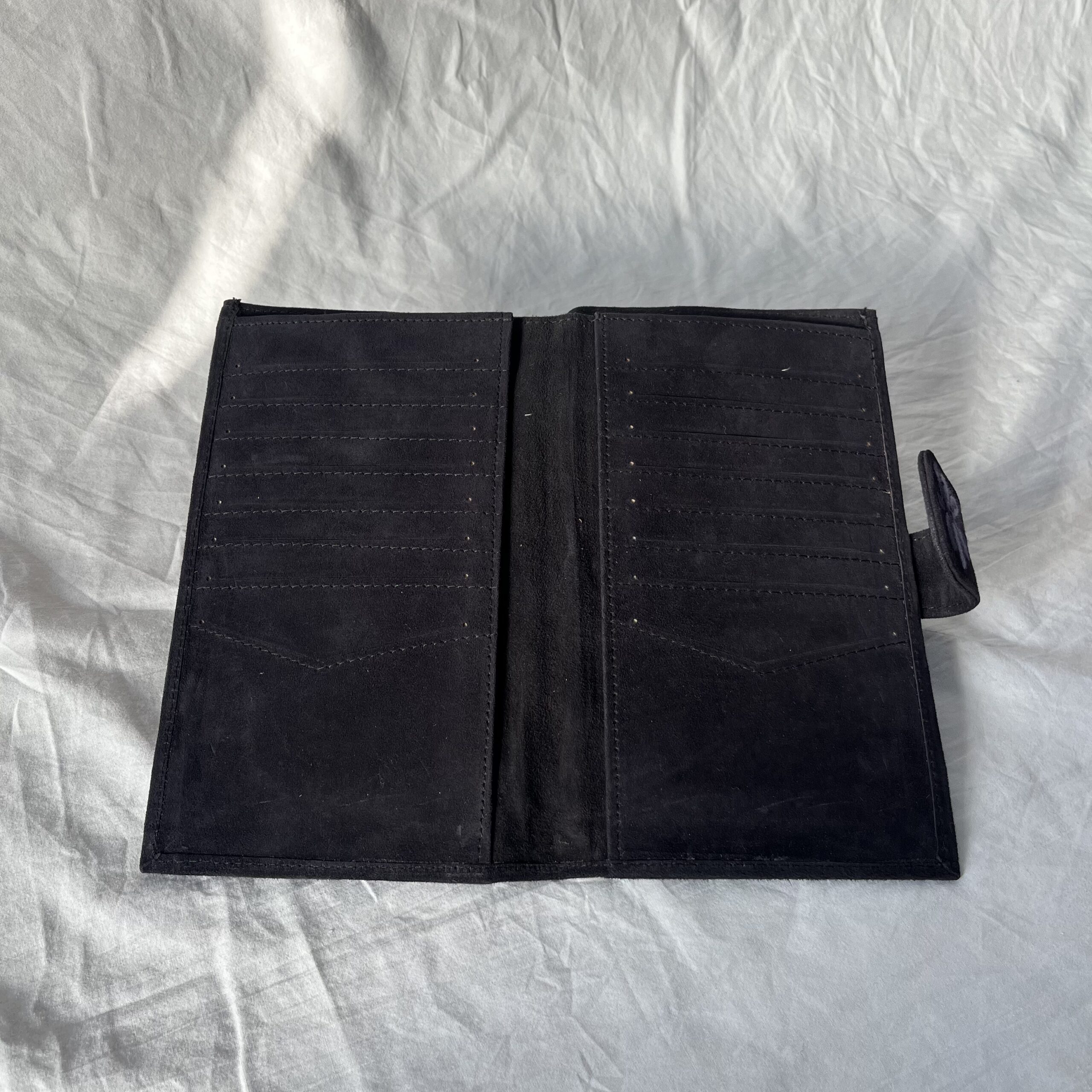 Midnight Black Pouch with Royal Purple Floral Embroidery - Image 3