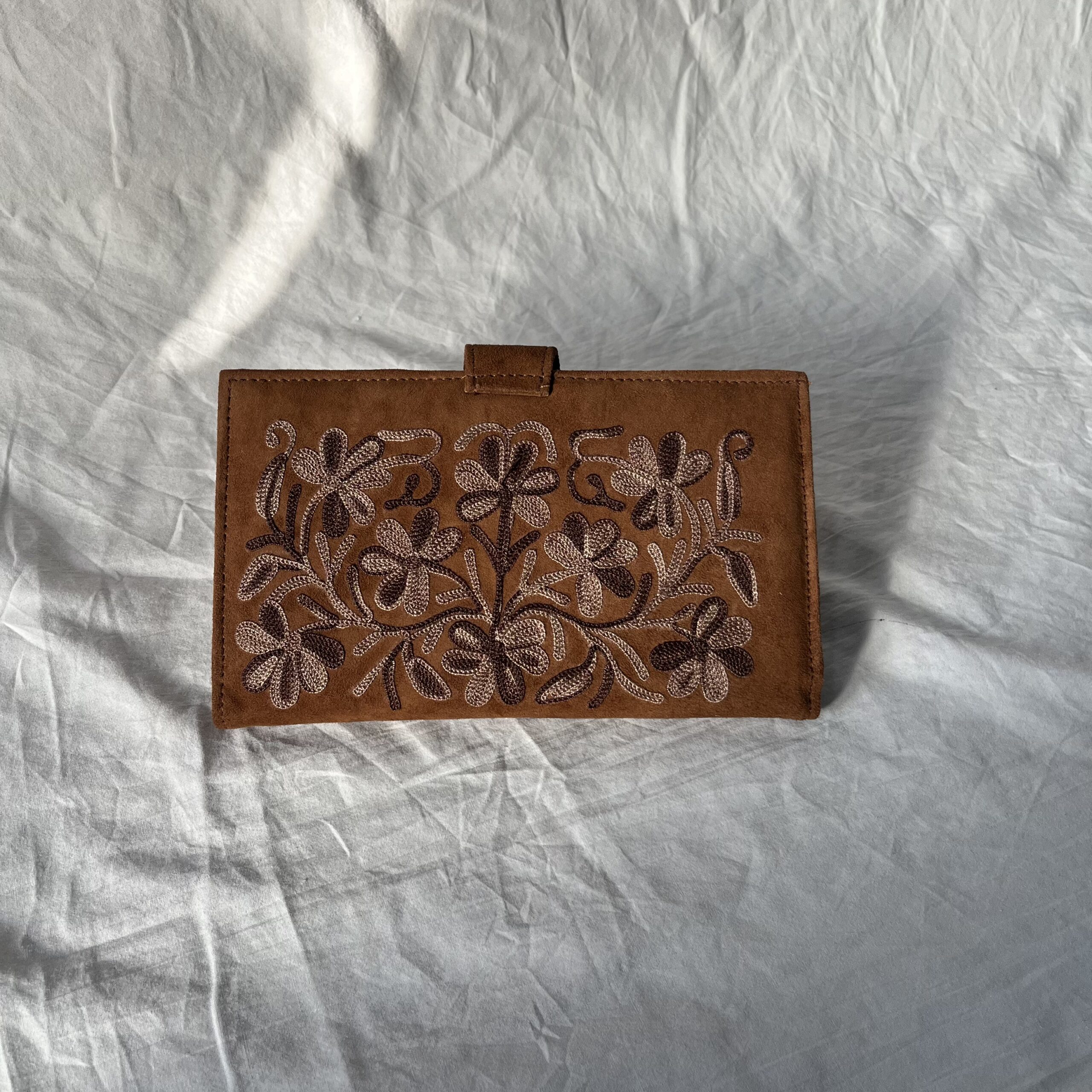 Brown Pouch with Flower Embroidery - Image 2