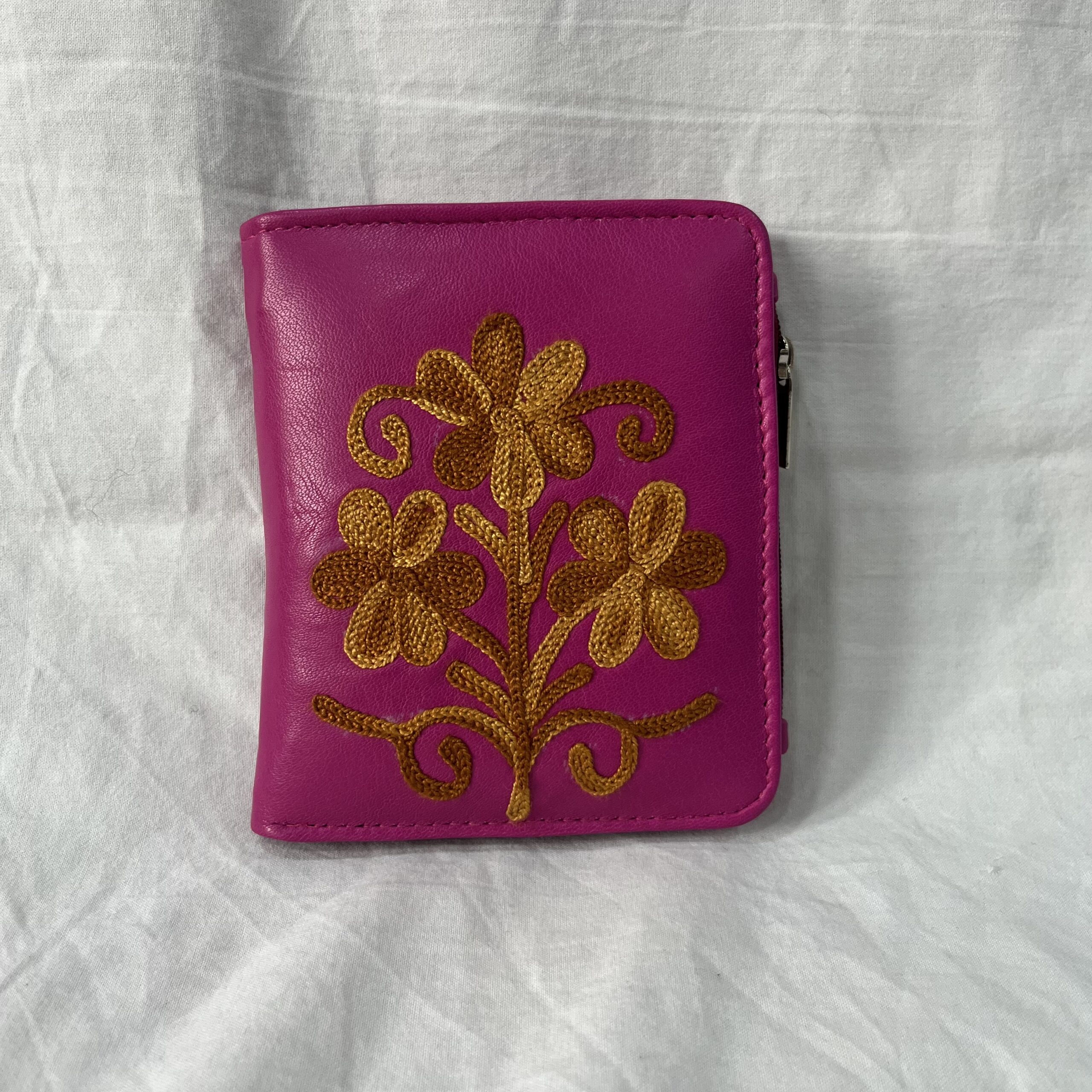 Leather Mini Wallet pink/beige