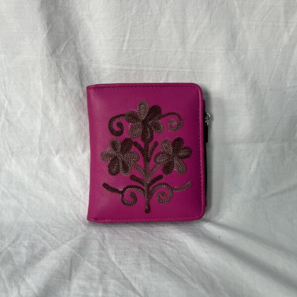 Leather Mini Wallet Pink/Brown