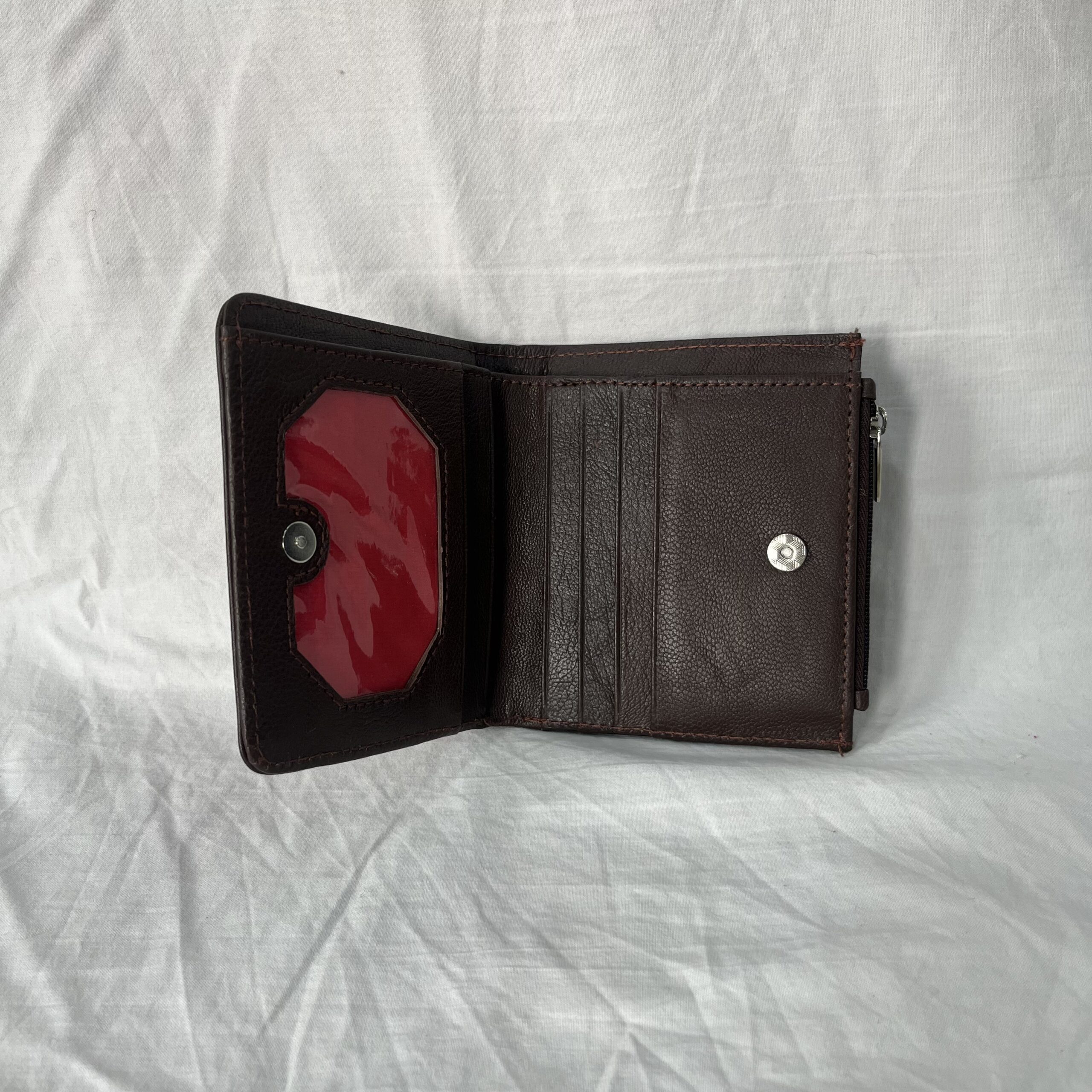 Leather Mini Wallet Darkbrown/Red 2 - Image 2