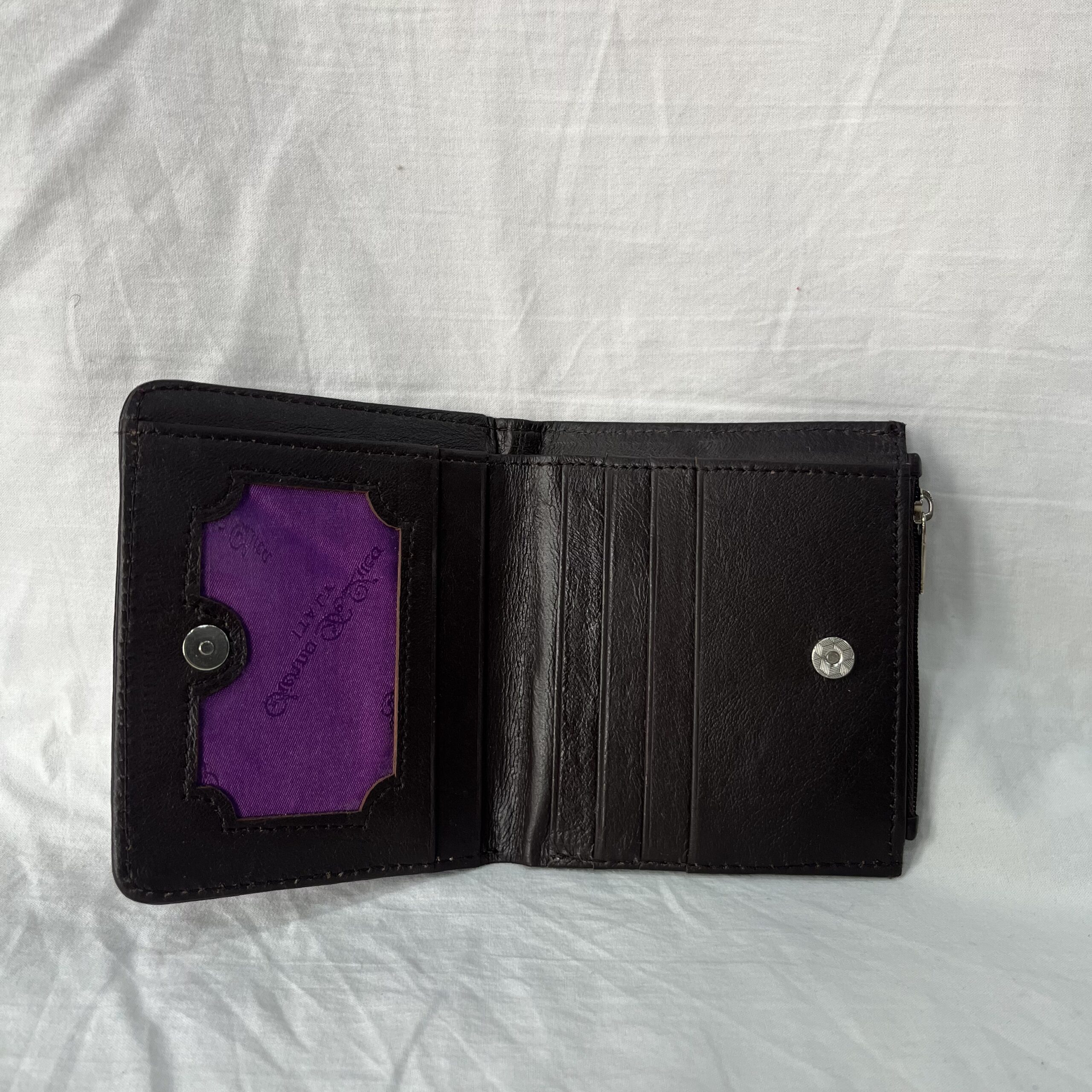 Leather Mini Wallet darkbrown/purple - Image 2