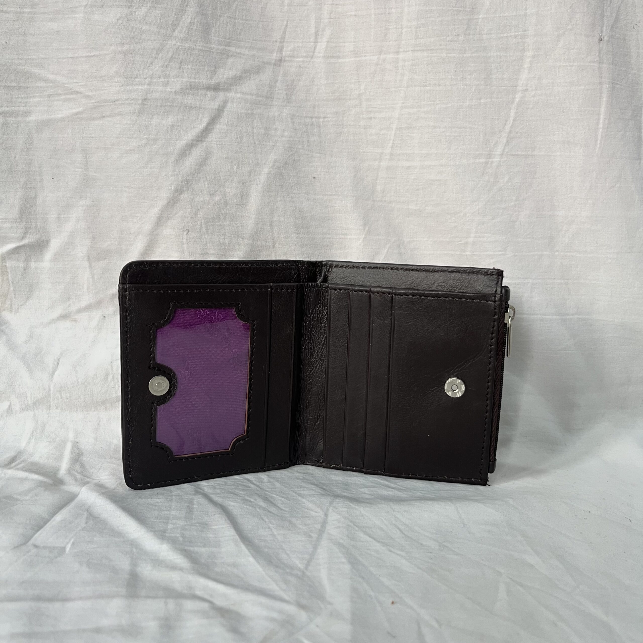 Leather Mini Wallet darkbrown/beige - Image 2