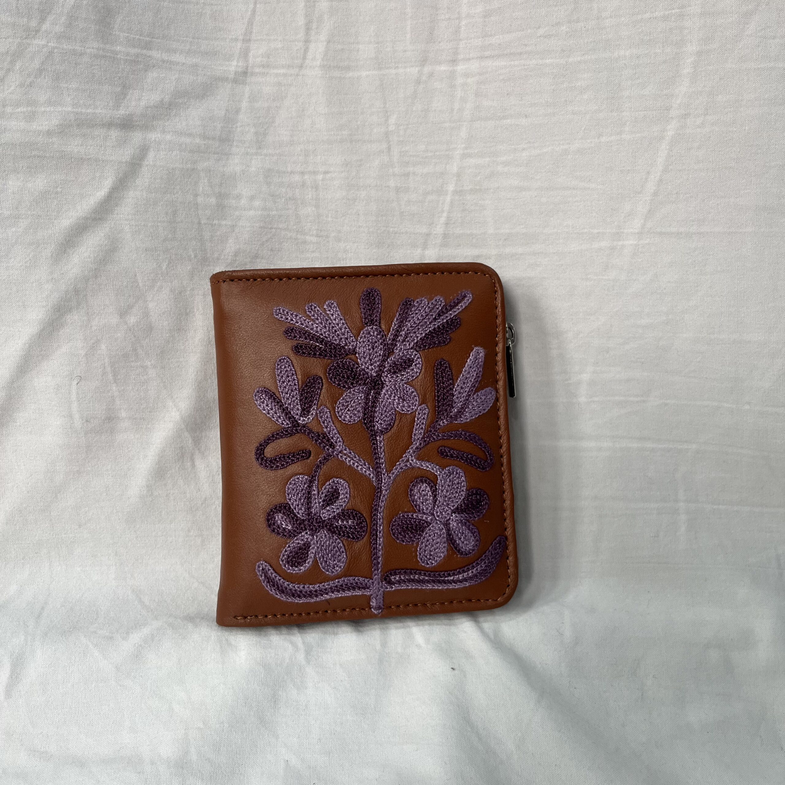 Leather Mini Wallet brown/lavender