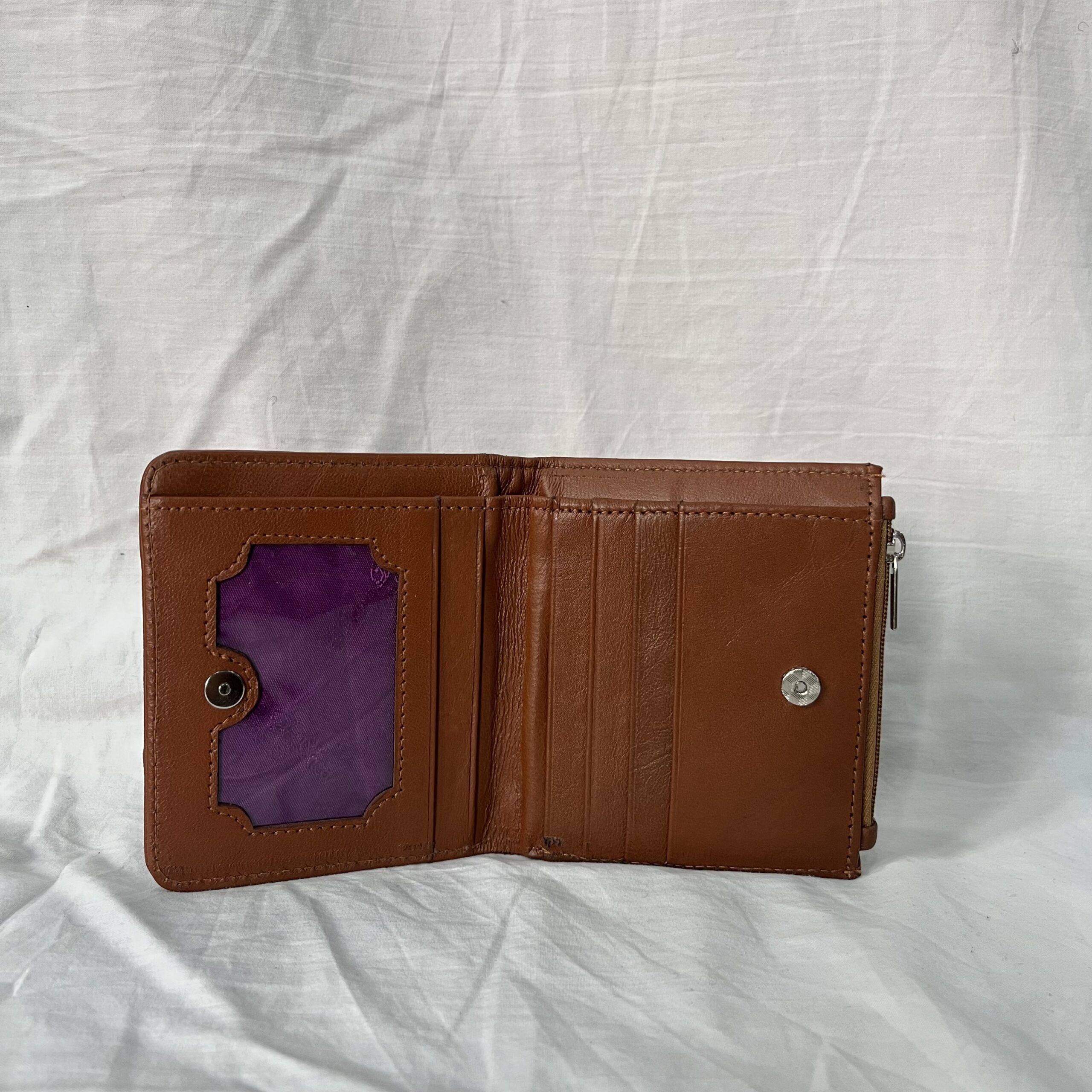Leather Mini Wallet brown/lavender - Image 2