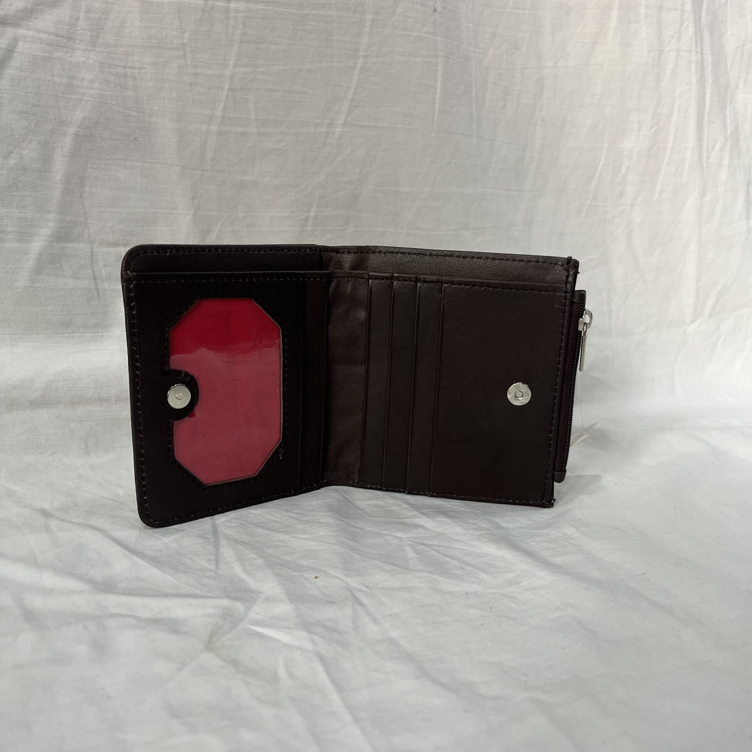Leather Mini Wallet dark brown/red - Image 2