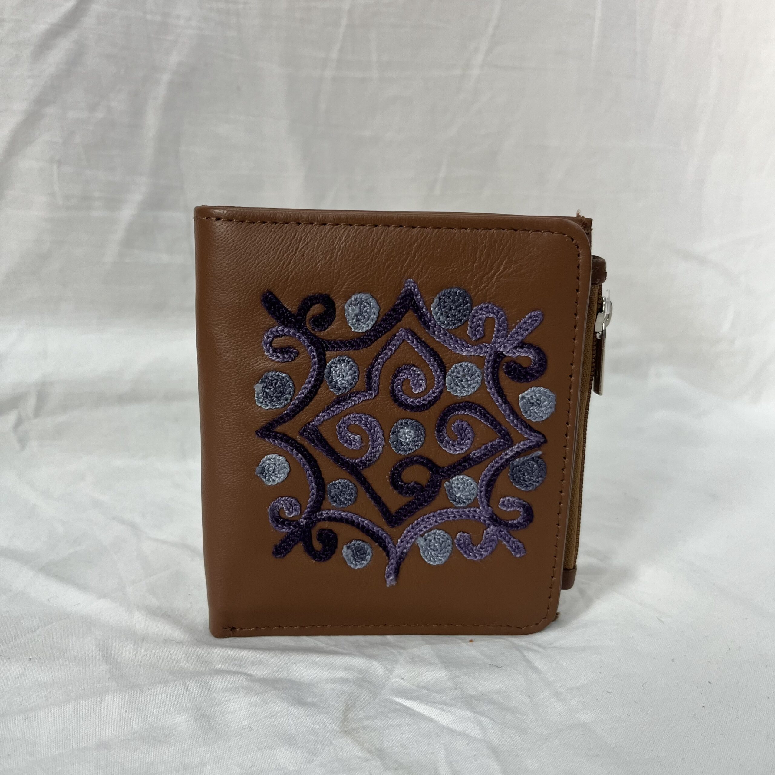 Leather Mini Wallet brown/purple