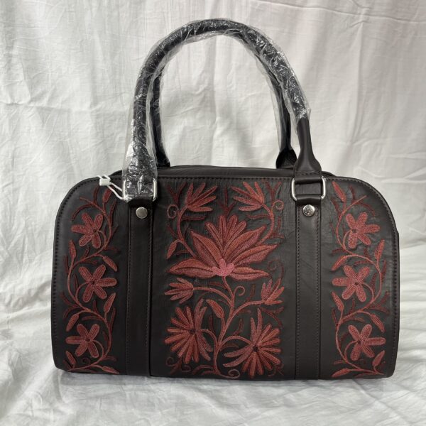 Black Floral Embroidered Duffle Bag