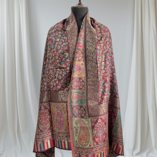 Modal Zari Kani Shawl maroon