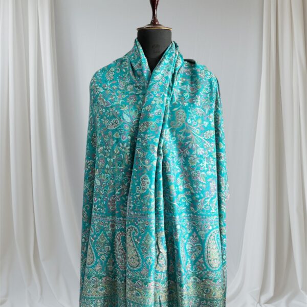 Fine Wool Double Kani Shawl Ferozi