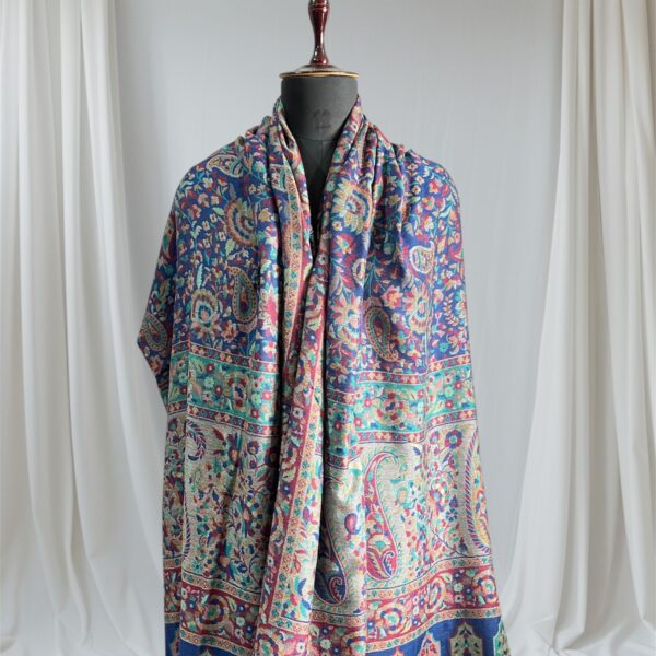 Fine Wool Double Kani Shawl navy blue