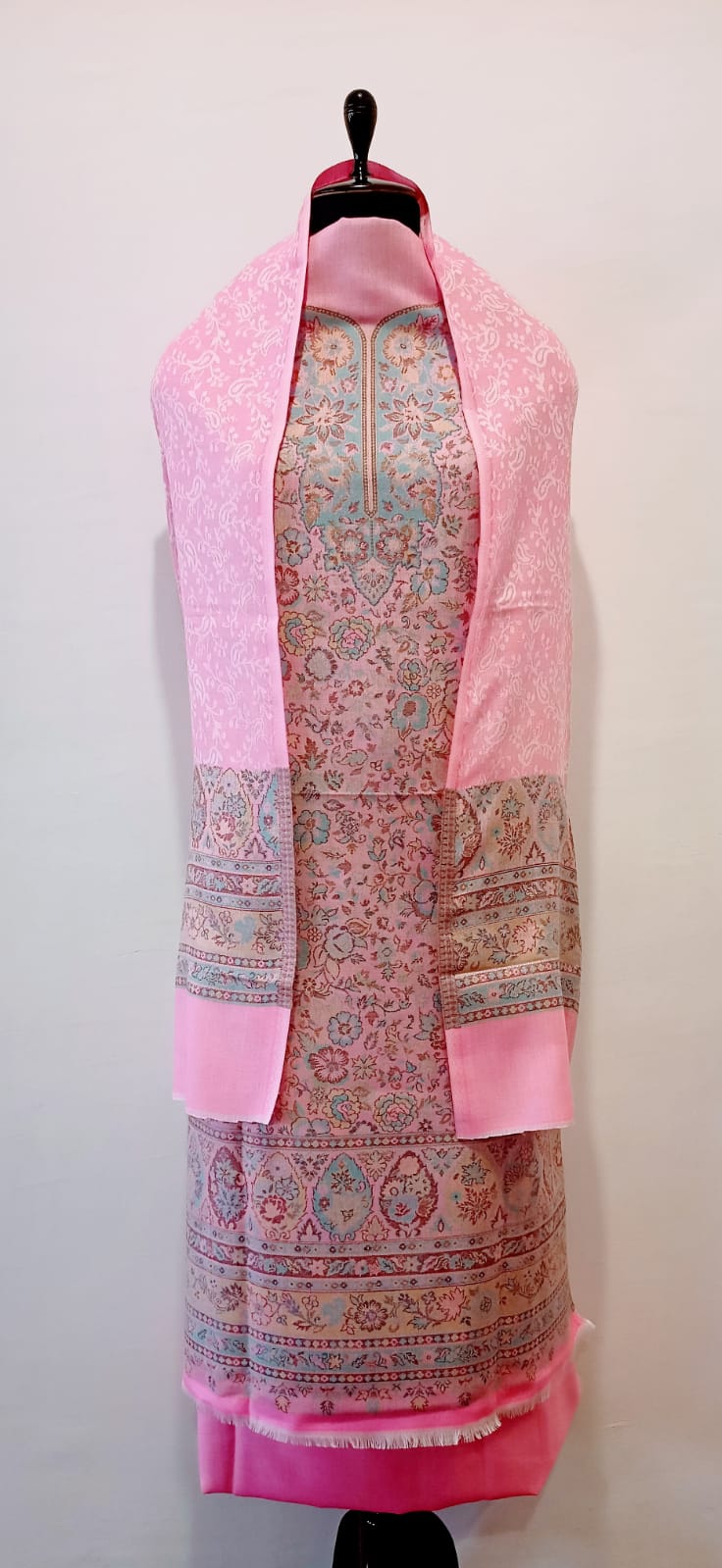 Woolen Suit Set unstitched with Palla Stole