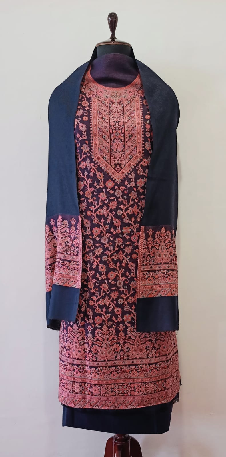 Woolen Suit Set unstitched with Palla Stole