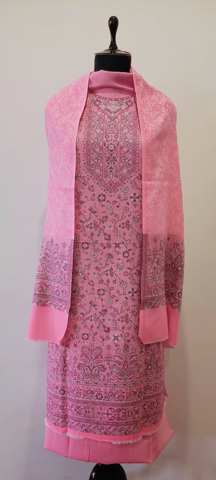 Woolen Suit Set unstitched with Palla Stole
