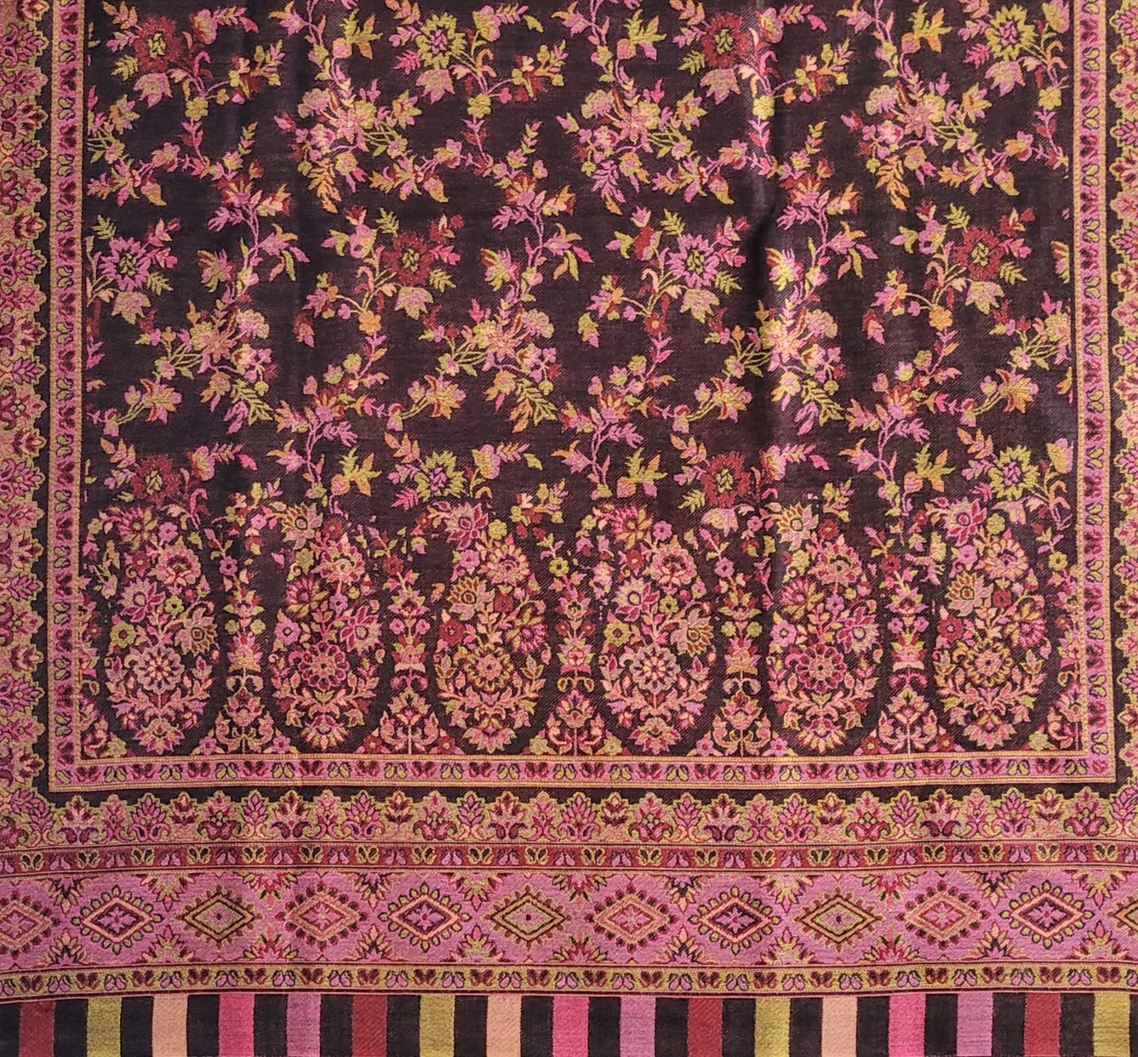 Woolen Suit Set unstitched with full work stole black pink - Image 4