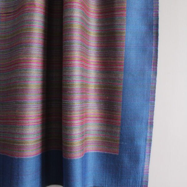 Fine Wool Stripe Stole Blue Pink