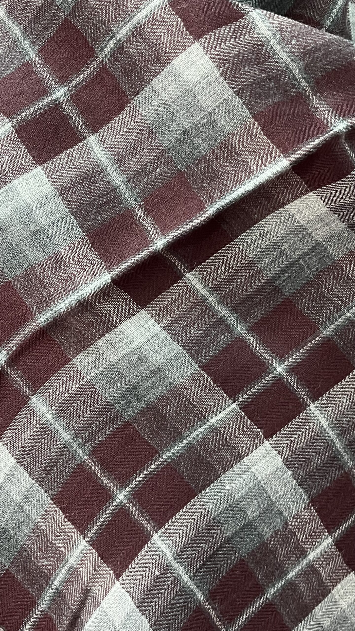 Wool Check Stole Brown & White - Image 2