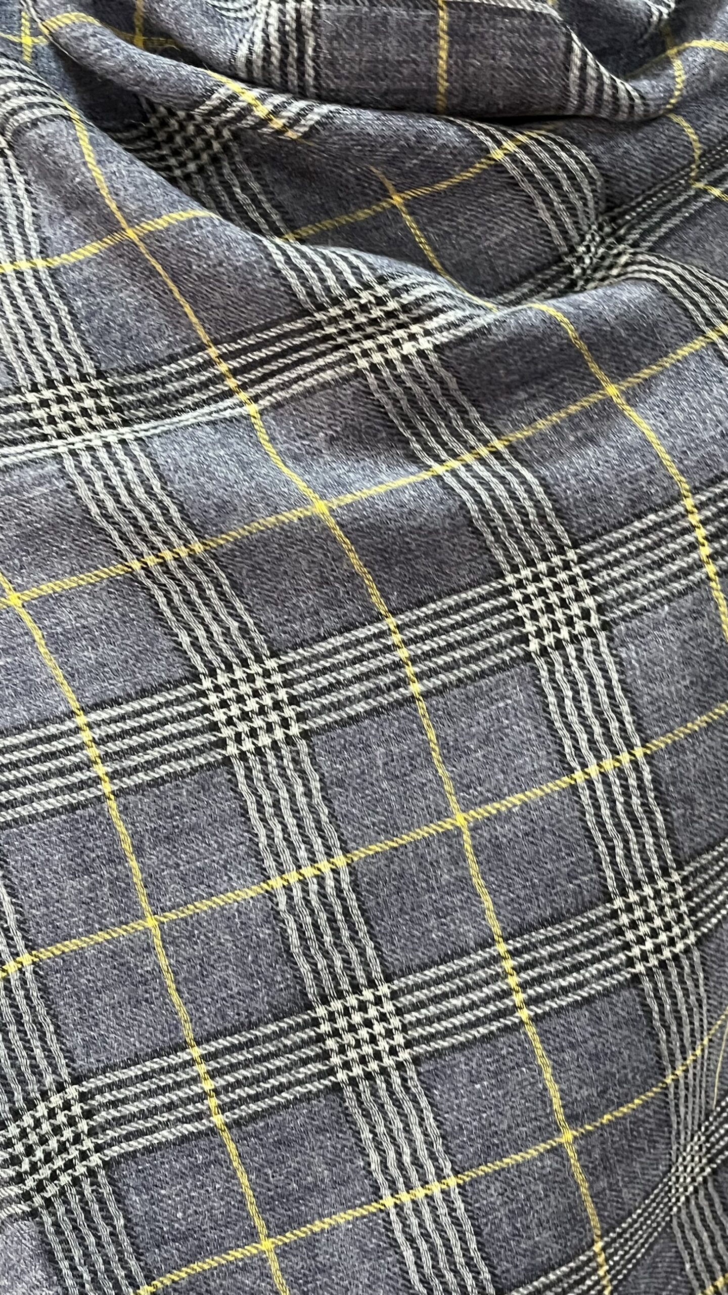 Wool Check Stole Blue Yellow - Image 2