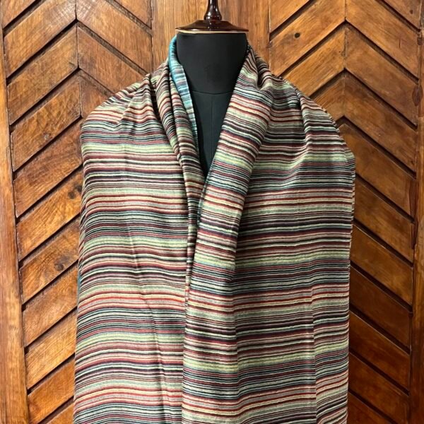 Fine Wool Stripe Stole Teal