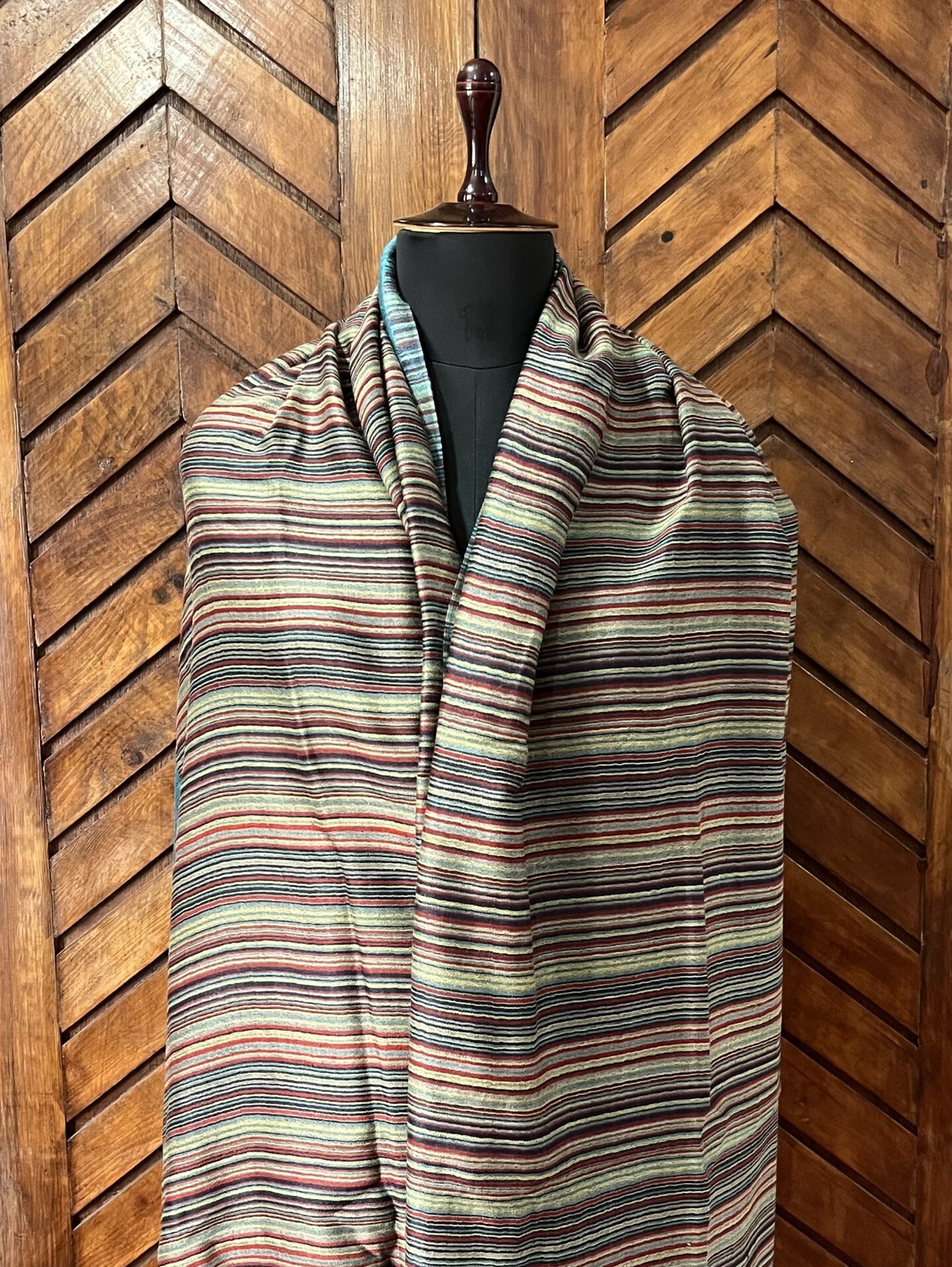 Fine Wool Stripe Stole Teal