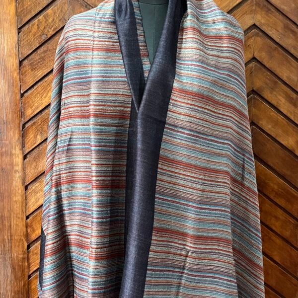 Fine Wool Stripe Stole Black Red