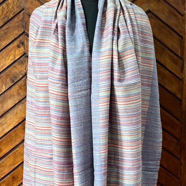 Fine Wool Stripe Stole Lightblue