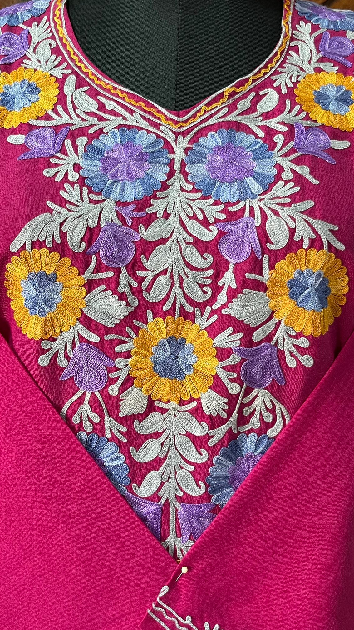 Rani Pink Cotton Kurta Detail 1