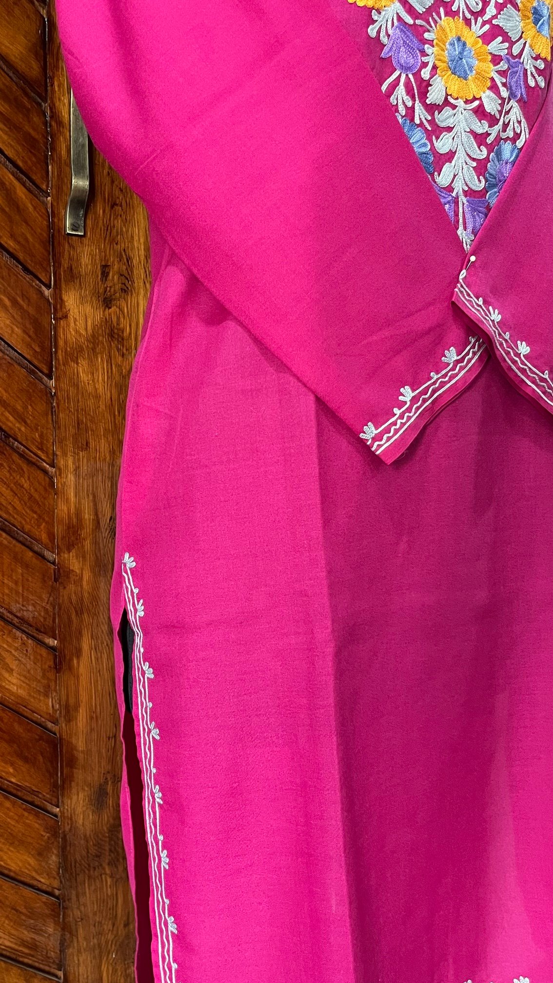 Rani Pink Cotton Kurta Detail 2